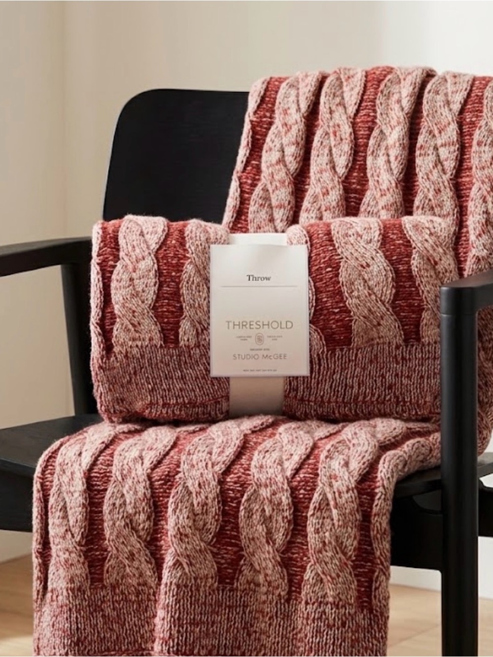 Threshold Design With Studio McGee 50x60 Red Throw Blanket Knit NWT $30 retail